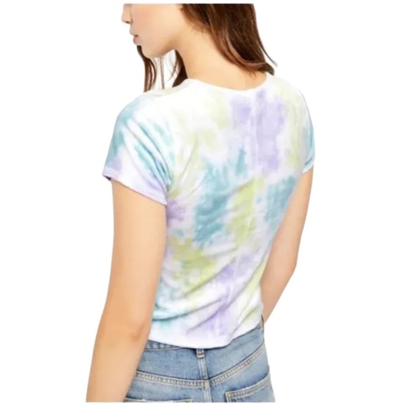 Free People Cloud Combo Bright Eyes Tie Dye Womens Short Sleeve T-Shirt - Picture 2 of 10